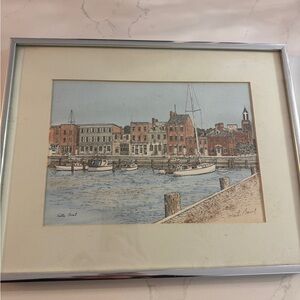 Vintage Martin Barry signed “fells point” colored lithograph framed Baltimore Md
